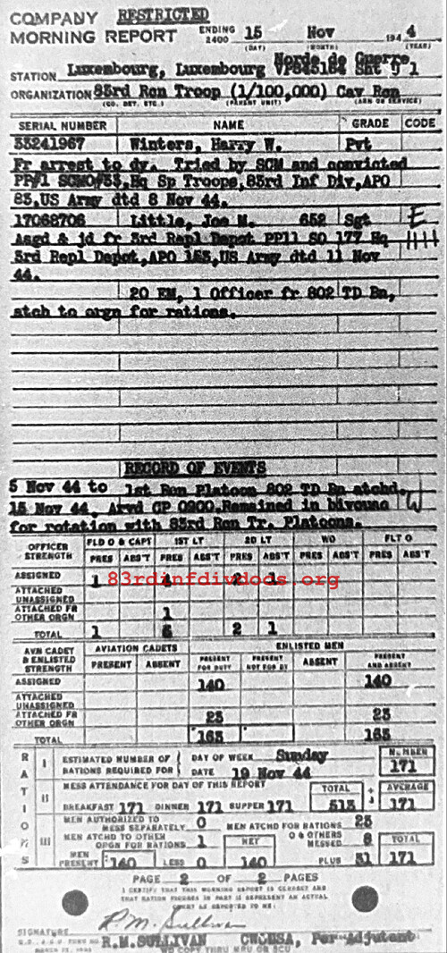 Morning report C Co, 1944-11-15, page 2 Morning report