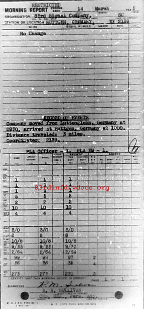 Morning report C Co, 1945-03-14, page 1 Morning report