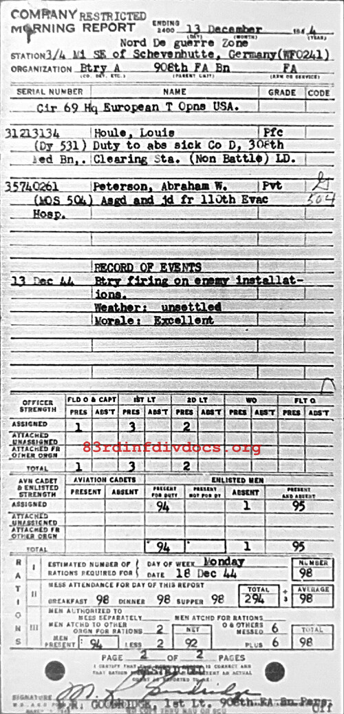 Morning report A Co, 1944-12-13, page 2 Morning report