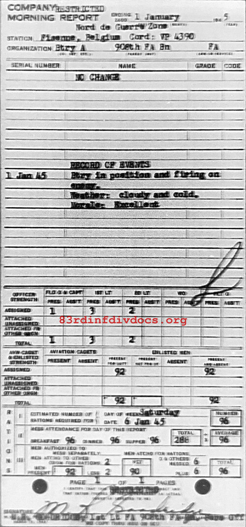 Morning report A Co, 1945-01-01, page 1 Morning report