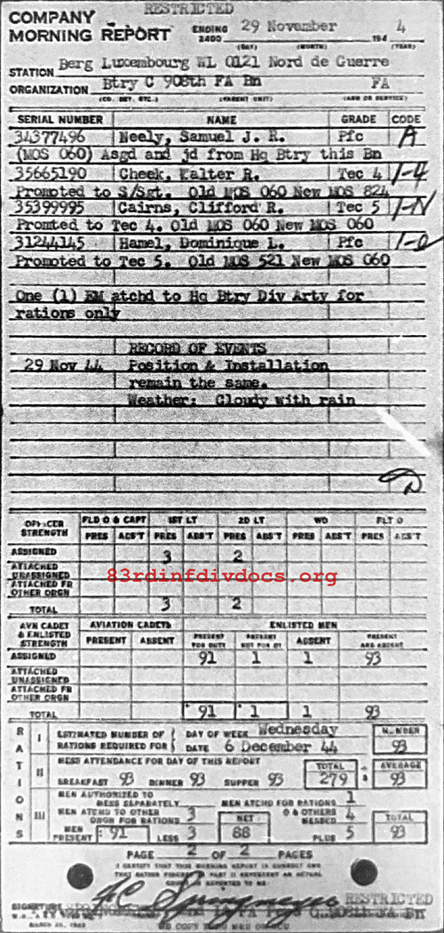 Morning report C Co, 1944-11-29, page 2 Morning report