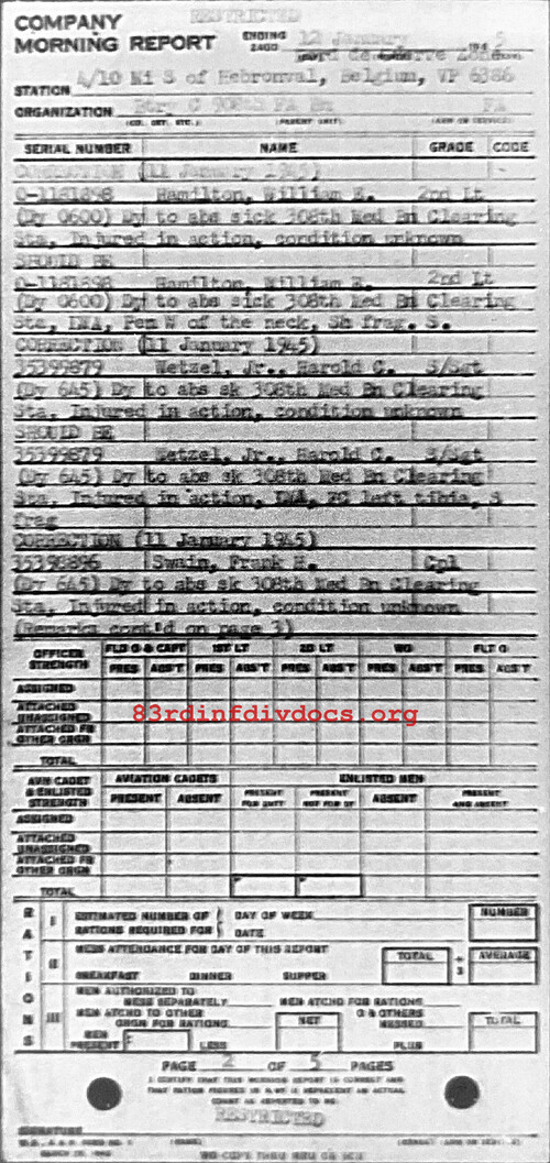 Morning report C Co, 1945-01-12, page 2 Morning report