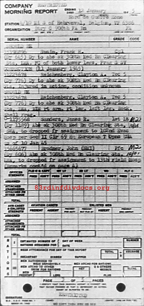 Morning report C Co, 1945-01-12, page 3 Morning report