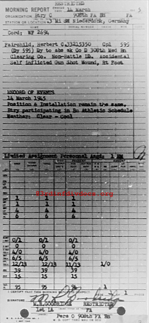 Morning report C Co, 1945-03-14, page 1 Morning report