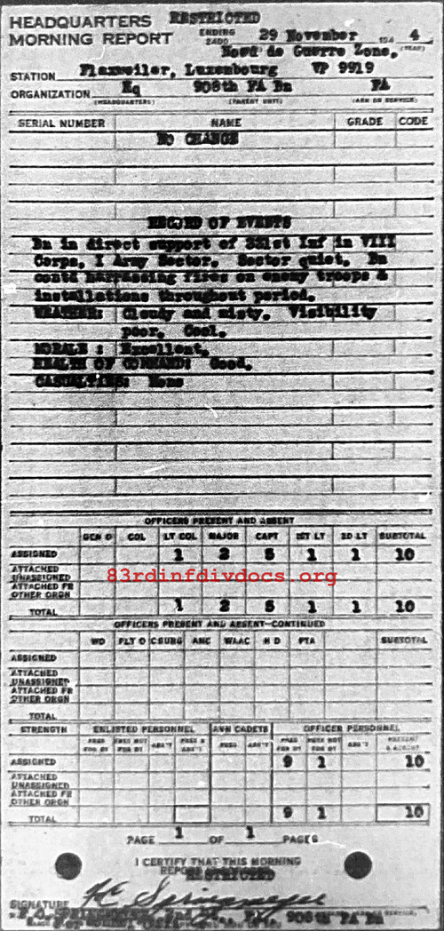Morning report HQ Co, 1944-11-29, page 1 Morning report