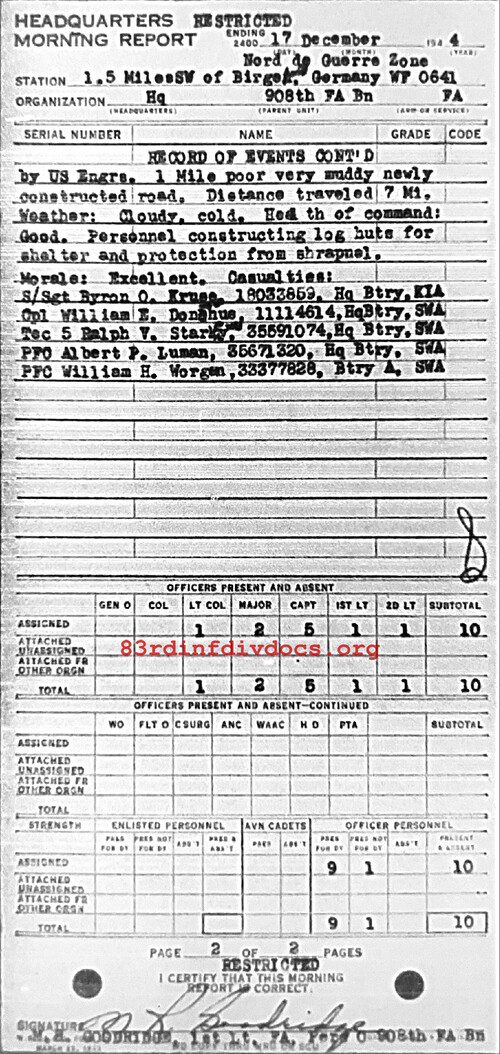 Morning report HQ Co, 1944-12-17, page 2 Morning report